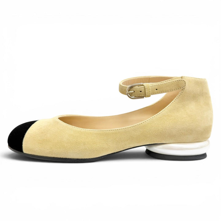 Excellent CHANEL pumps Merry Jane COCO Mark Flat Shoes Suede leather 36 G39281