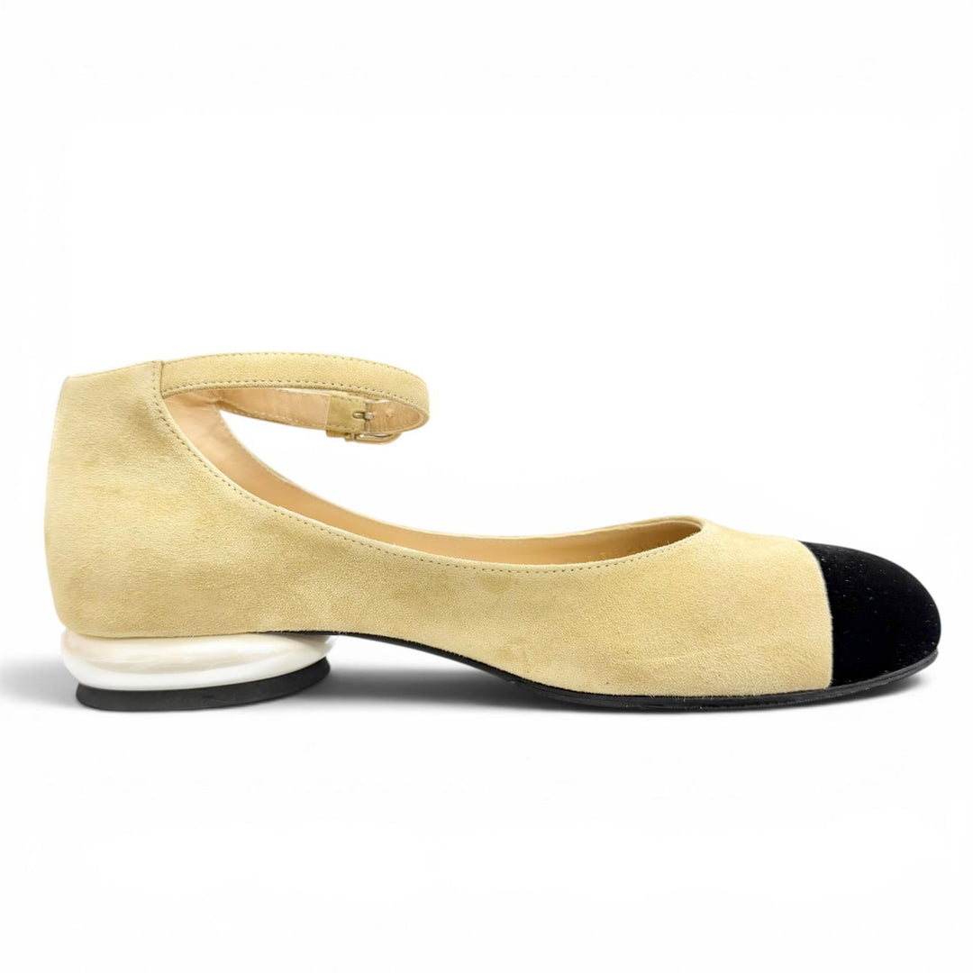 Excellent CHANEL pumps Merry Jane COCO Mark Flat Shoes Suede leather 36 G39281