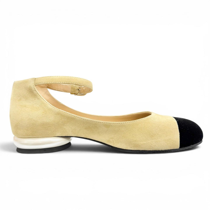 Excellent CHANEL pumps Merry Jane COCO Mark Flat Shoes Suede leather 36 G39281