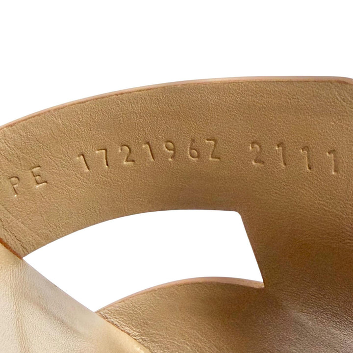 Excellent HERMES Sandals legend H logo leather wedge sole Brown 36.5 172196Z