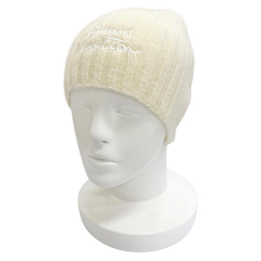 Excellent LOUIS VUITTON Knit cap Beanie LV Script knit hat Ecru S M97803