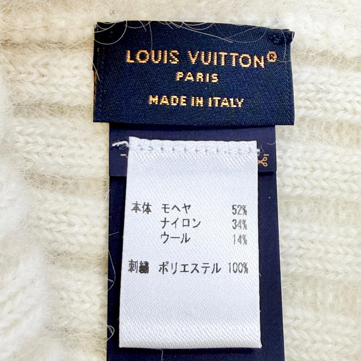 Excellent LOUIS VUITTON Knit cap Beanie LV Script knit hat Ecru S M97803