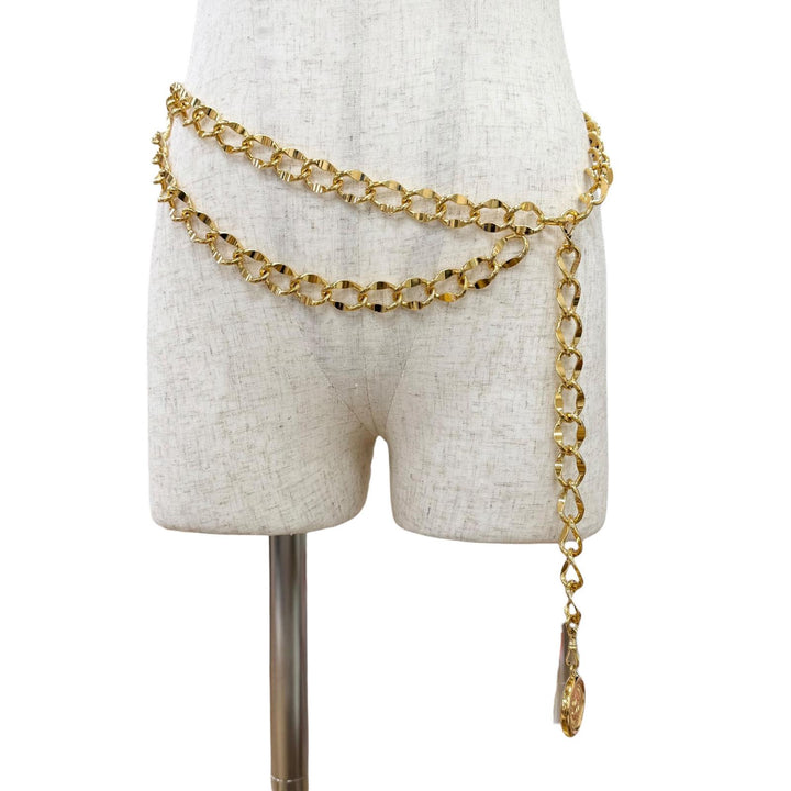 Great CHANEL belt 31 RUE CAMBON COCO Mark Coin Motif Chain gold Gold Plated