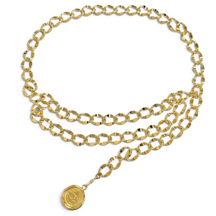 Great CHANEL belt 31 RUE CAMBON COCO Mark Coin Motif Chain gold Gold Plated
