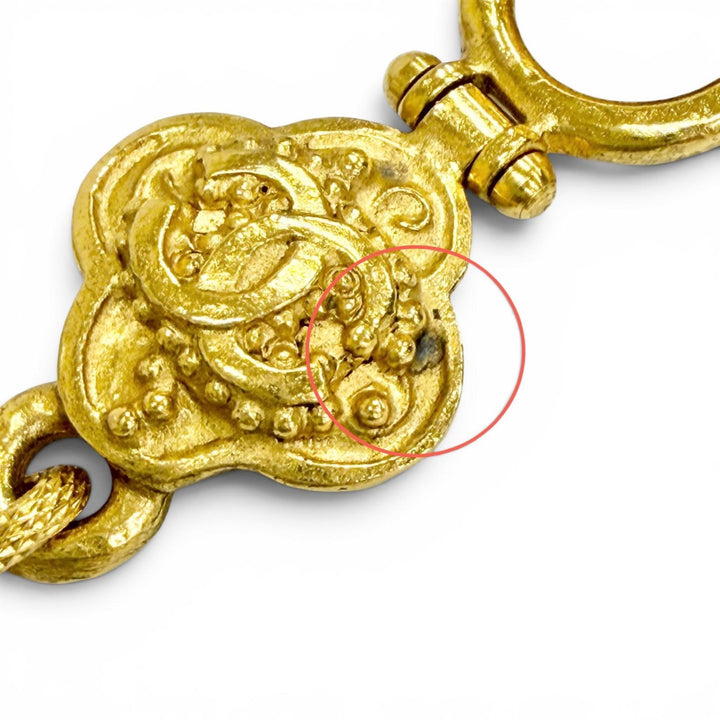 Very Good CHANEL Necklace COCO Mark Heart Motif Four-Leaf Clover Chain gold 96A