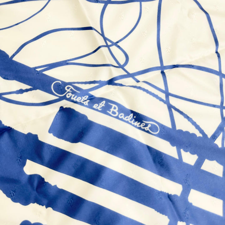 Excellent HERMES scarf Fouets and Badines Bandana Whip and Grip Blue silk Women