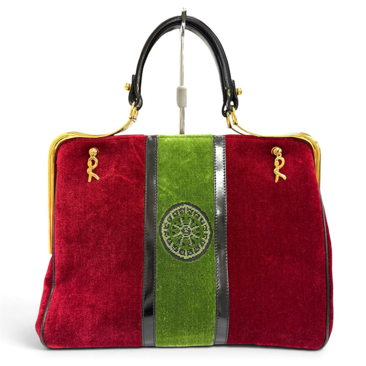 Excellent Roberta di Camerino Handbag Calavera Calavera Dalles Bag Red Velor