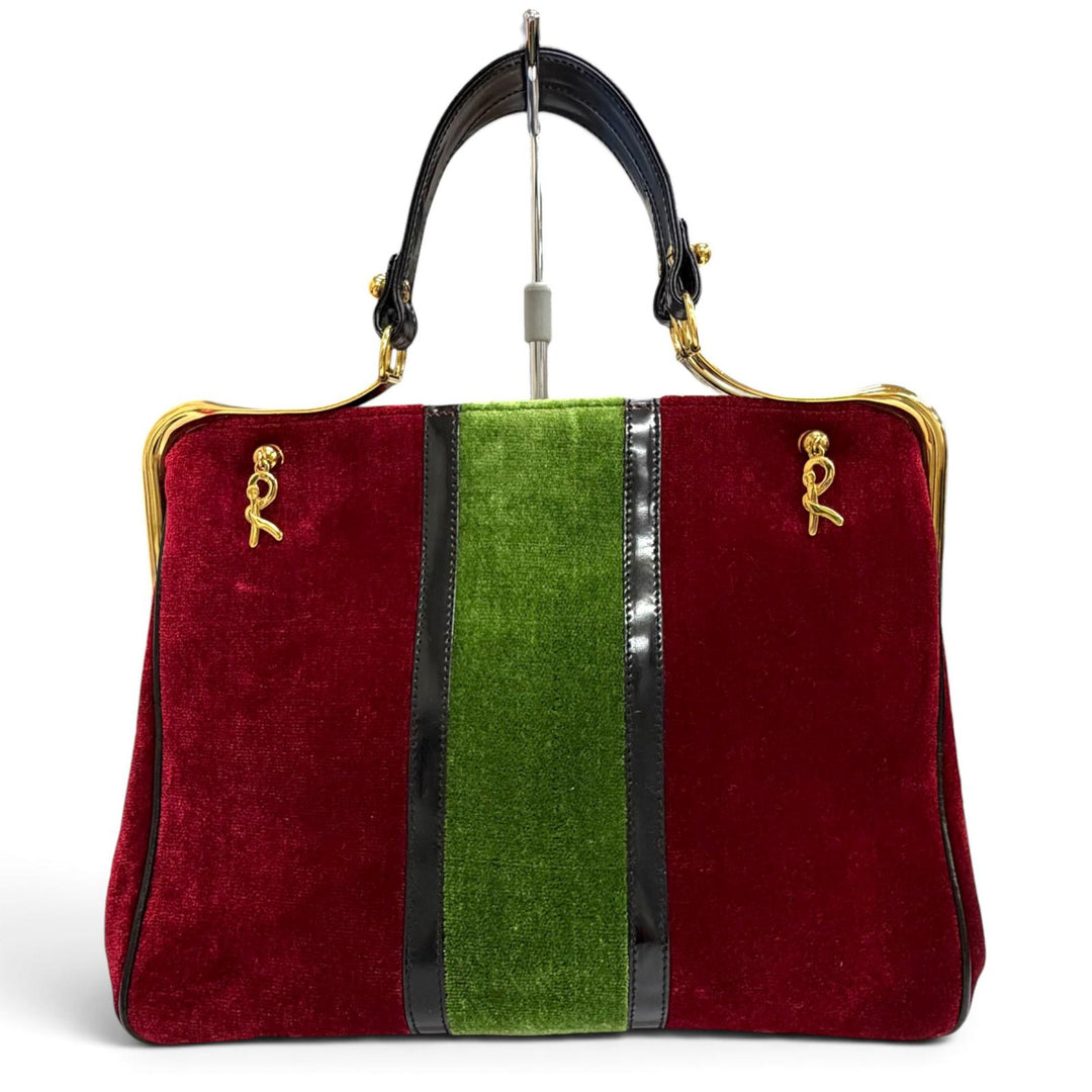 Excellent Roberta di Camerino Handbag Calavera Calavera Dalles Bag Red Velor