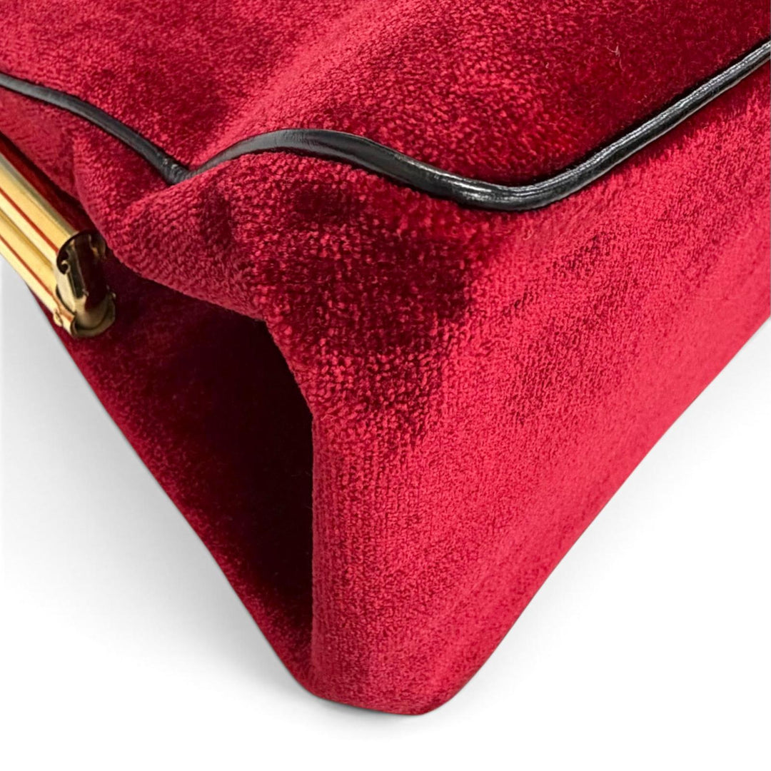 Excellent Roberta di Camerino Handbag Calavera Calavera Dalles Bag Red Velor