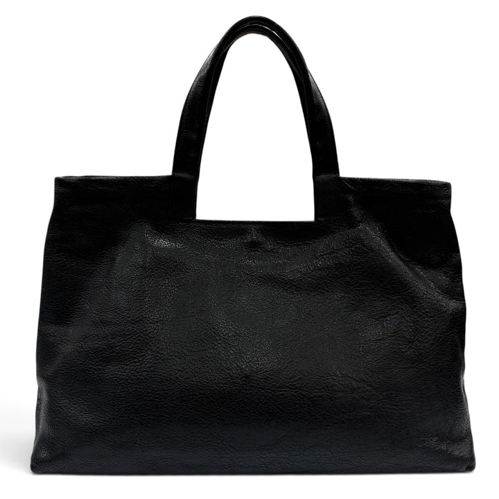 Excellent IL BISONTE Tote Bag Logo engraved all-leather handbag black Women