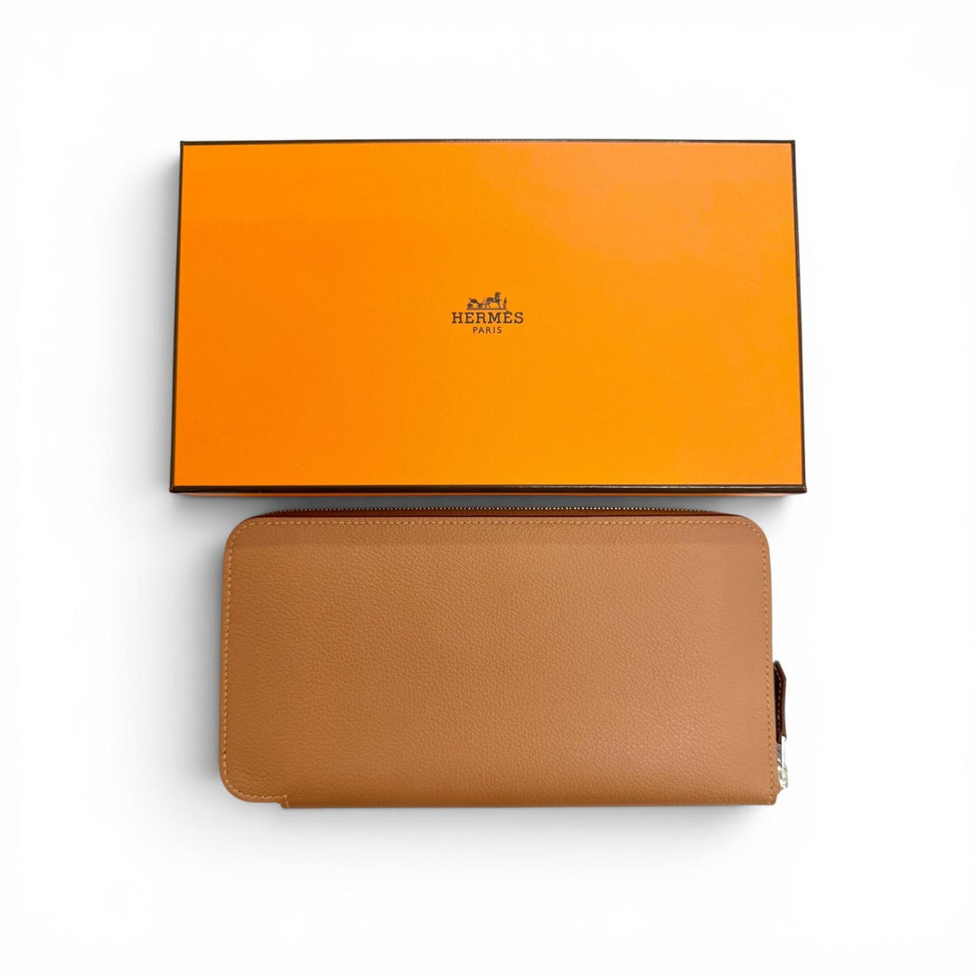 Pristine HERMES Purse Azap Long Silk Inn Evercolor Leather Women