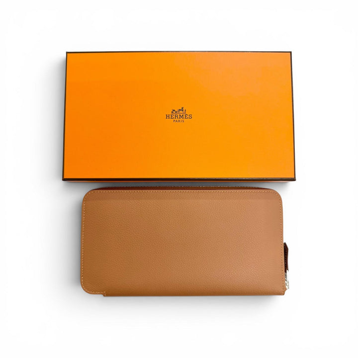 Pristine HERMES Purse Azap Long Silk Inn Evercolor Leather Women