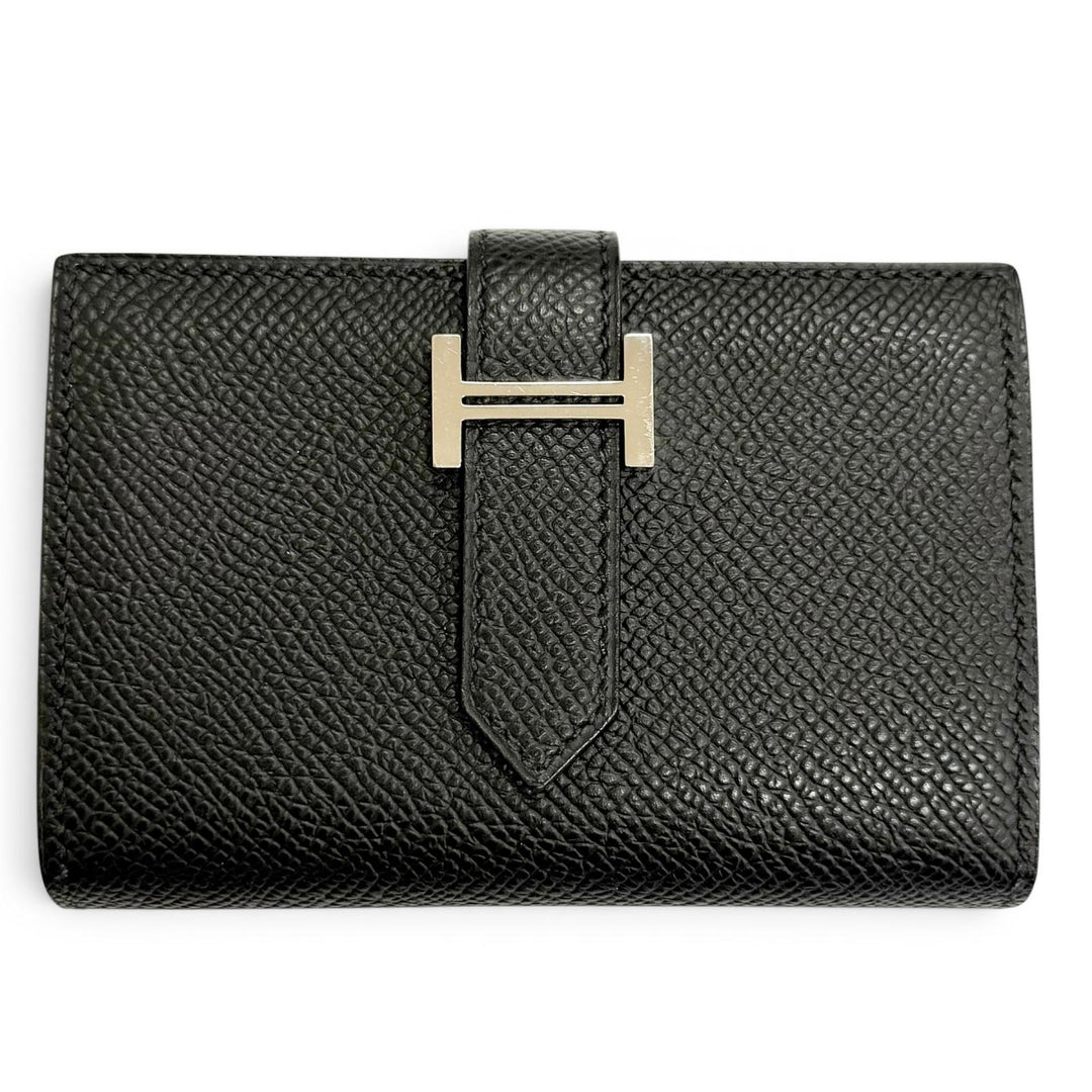 Great HERMES Bifold Wallet Bearn Mini Compact wallet coincompartment black Epsom