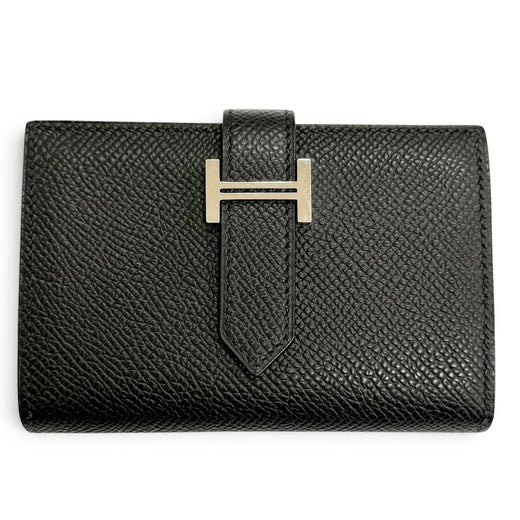 Great HERMES Bifold Wallet Bearn Mini Compact wallet coincompartment black Epsom