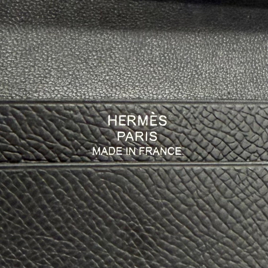 Great HERMES Bifold Wallet Bearn Mini Compact wallet coincompartment black Epsom