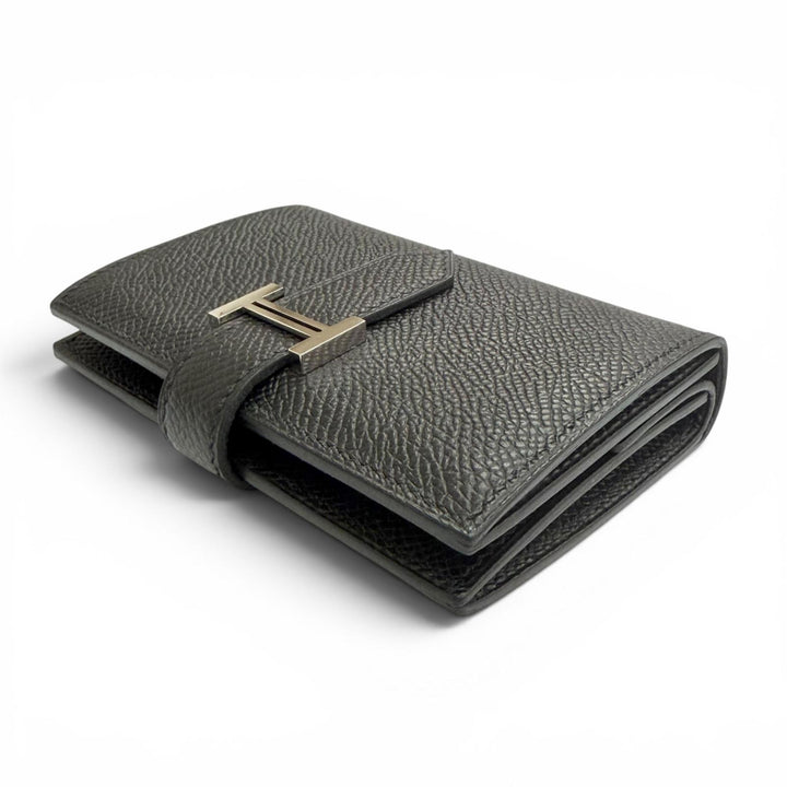 Great HERMES Bifold Wallet Bearn Mini Compact wallet coincompartment black Epsom