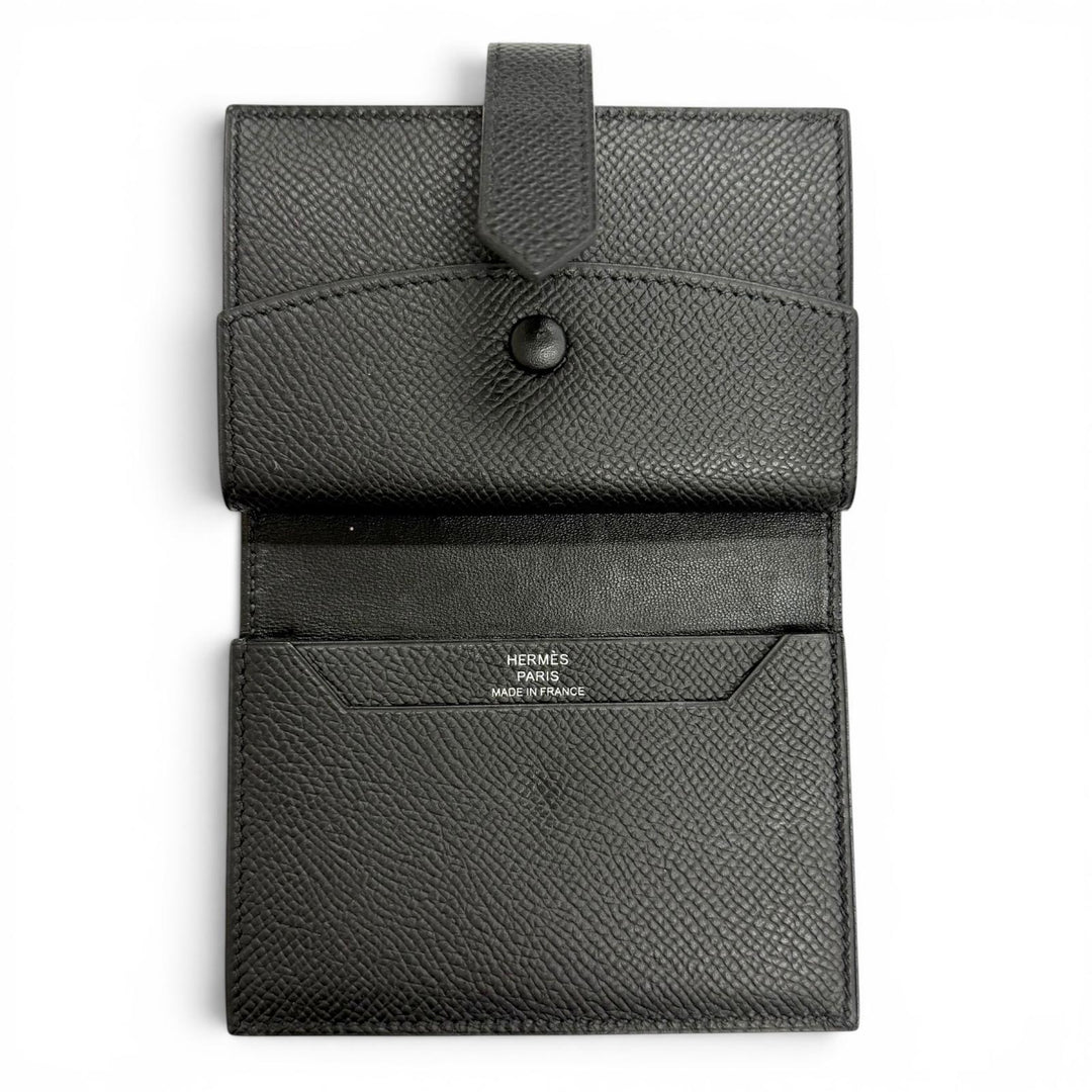 Great HERMES Bifold Wallet Bearn Mini Compact wallet coincompartment black Epsom