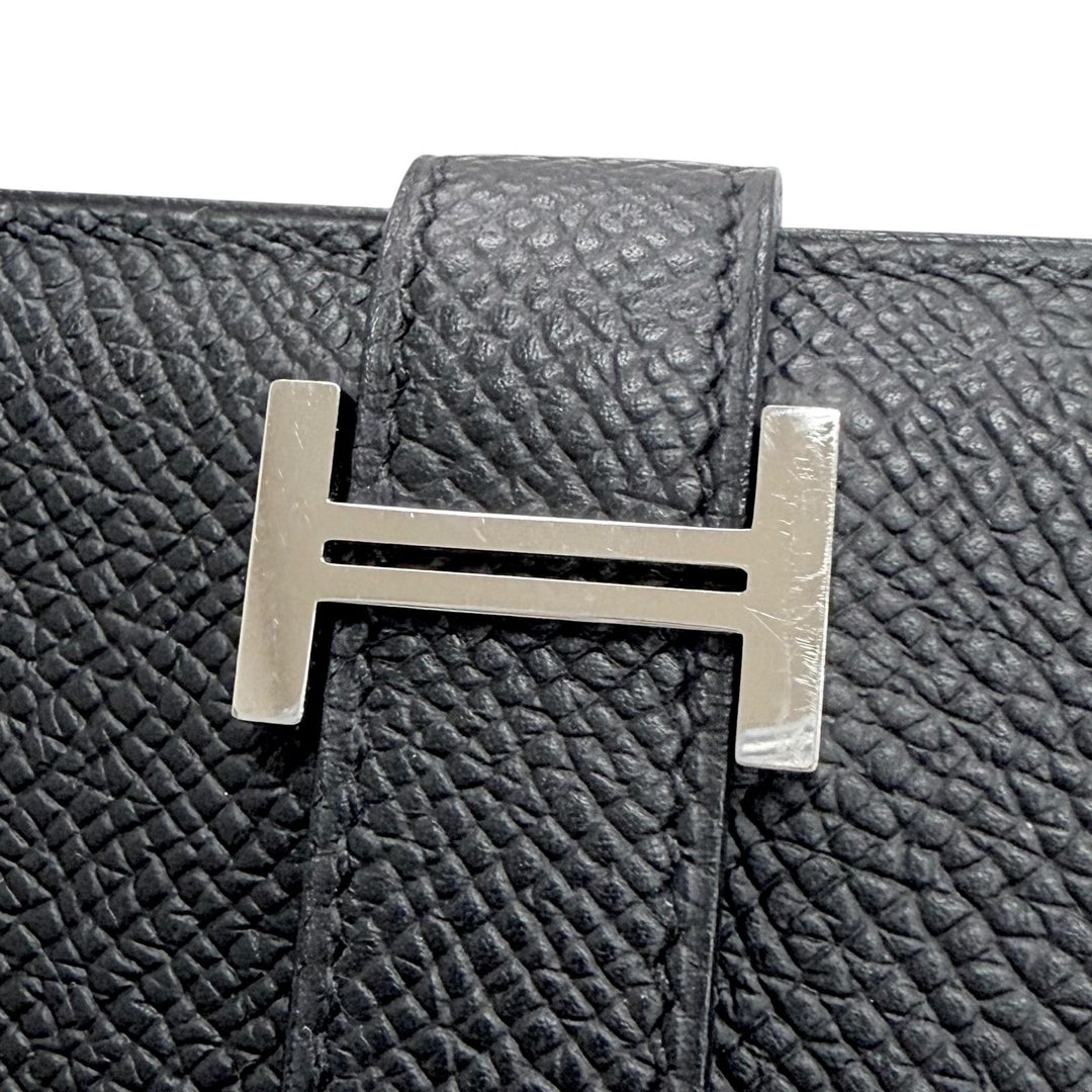 Great HERMES Bifold Wallet Bearn Mini Compact wallet coincompartment black Epsom