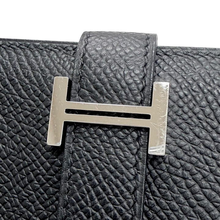 Great HERMES Bifold Wallet Bearn Mini Compact wallet coincompartment black Epsom