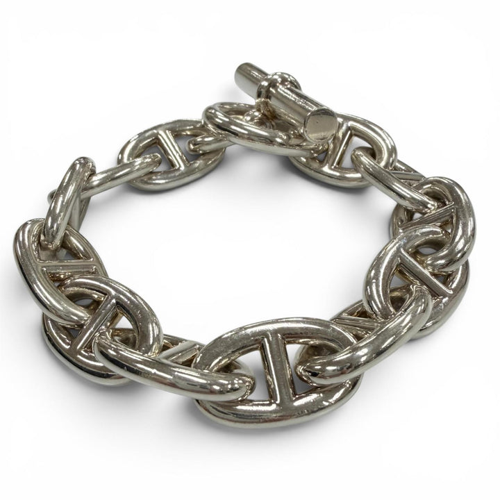 Very Good HERMES bracelet Chene Dunkle TGM 12 frames Silver AG925 mens