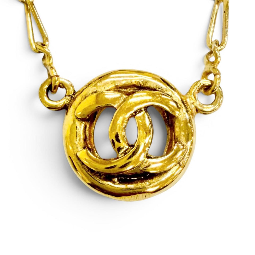 Very Good CHANEL Necklace Circle COCO Mark 1983 gold Women
