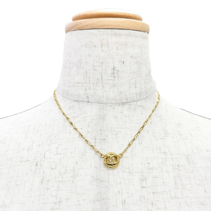 Very Good CHANEL Necklace Circle COCO Mark 1983 gold Women
