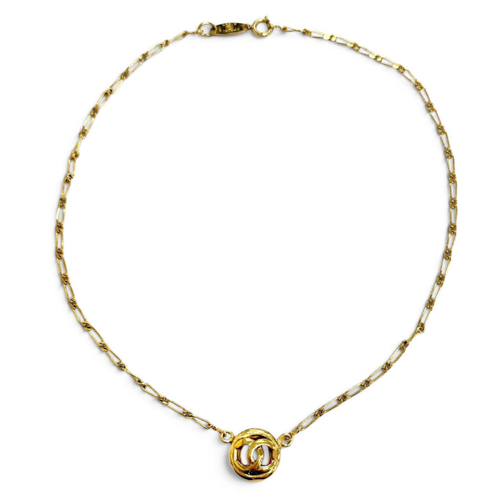 Very Good CHANEL Necklace Circle COCO Mark 1983 gold Women