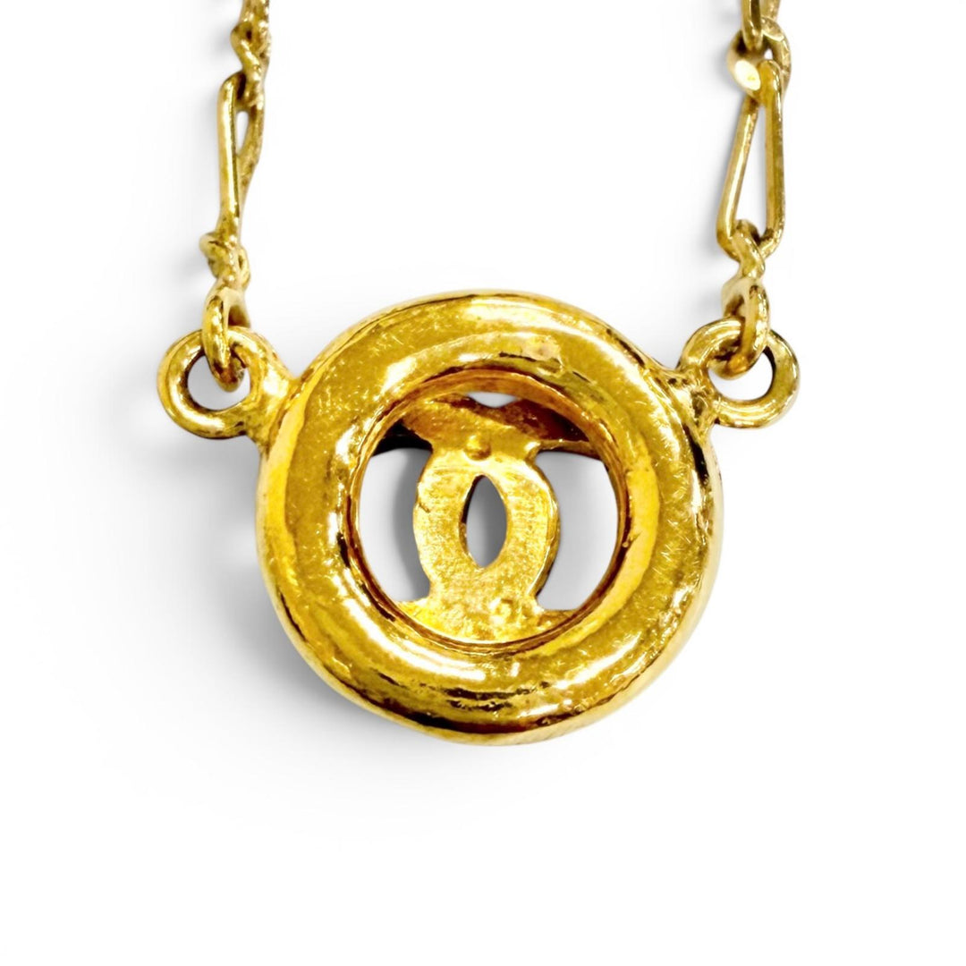 Very Good CHANEL Necklace Circle COCO Mark 1983 gold Women