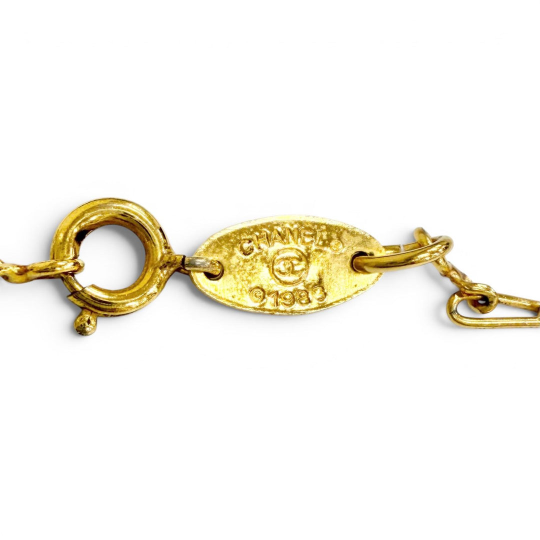 Very Good CHANEL Necklace Circle COCO Mark 1983 gold Women