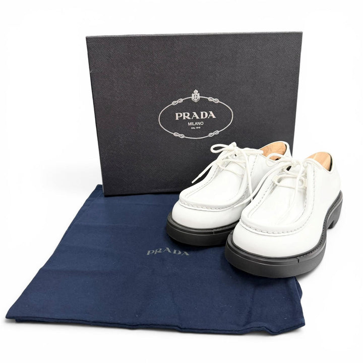 Pristine PRADA Leather shoes Diapason white leather mens 5.5 2EG419