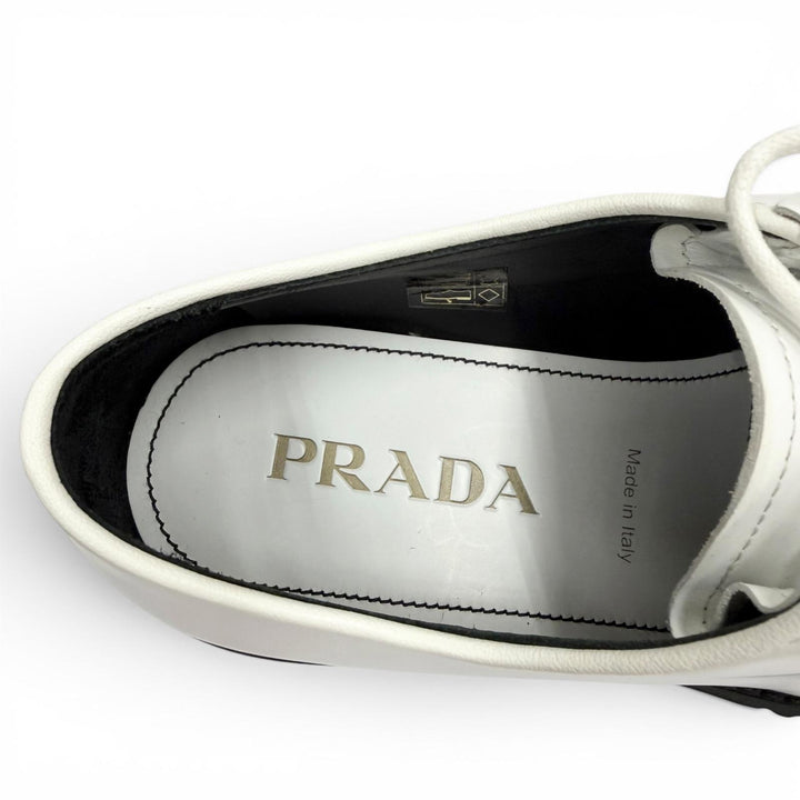 Pristine PRADA Leather shoes Diapason white leather mens 5.5 2EG419
