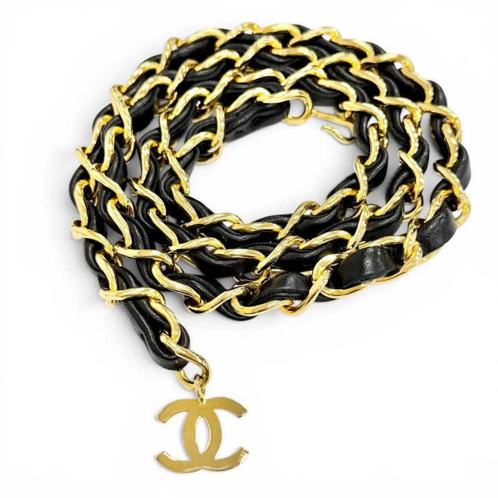 Great CHANEL belt COCO Mark Charm Chain gold Gold Plated Women