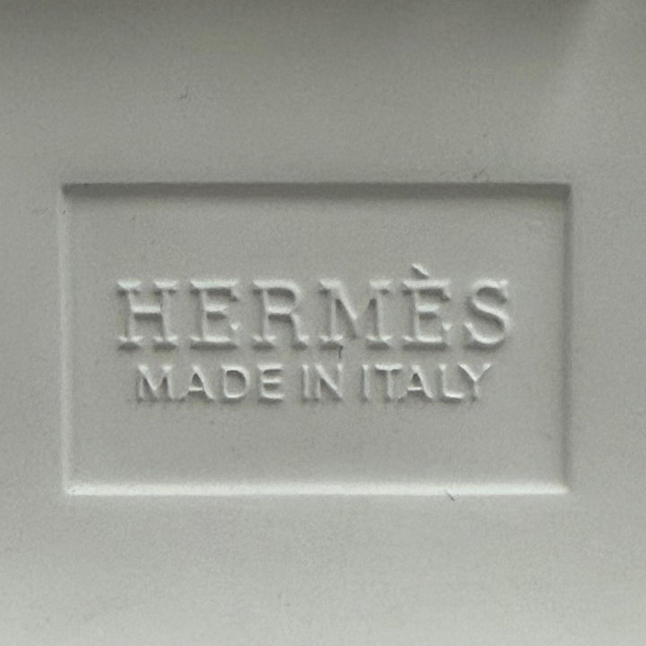 Great HERMES short boots fresh Leather logo patch lace-up white leather 36.5