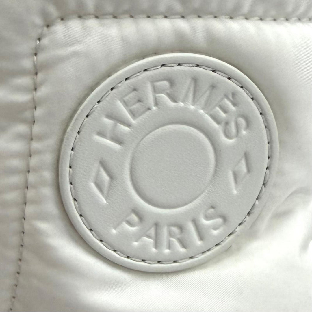 Great HERMES short boots fresh Leather logo patch lace-up white leather 36.5