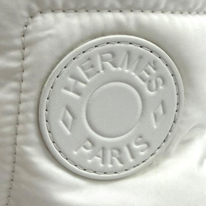 Great HERMES short boots fresh Leather logo patch lace-up white leather 36.5