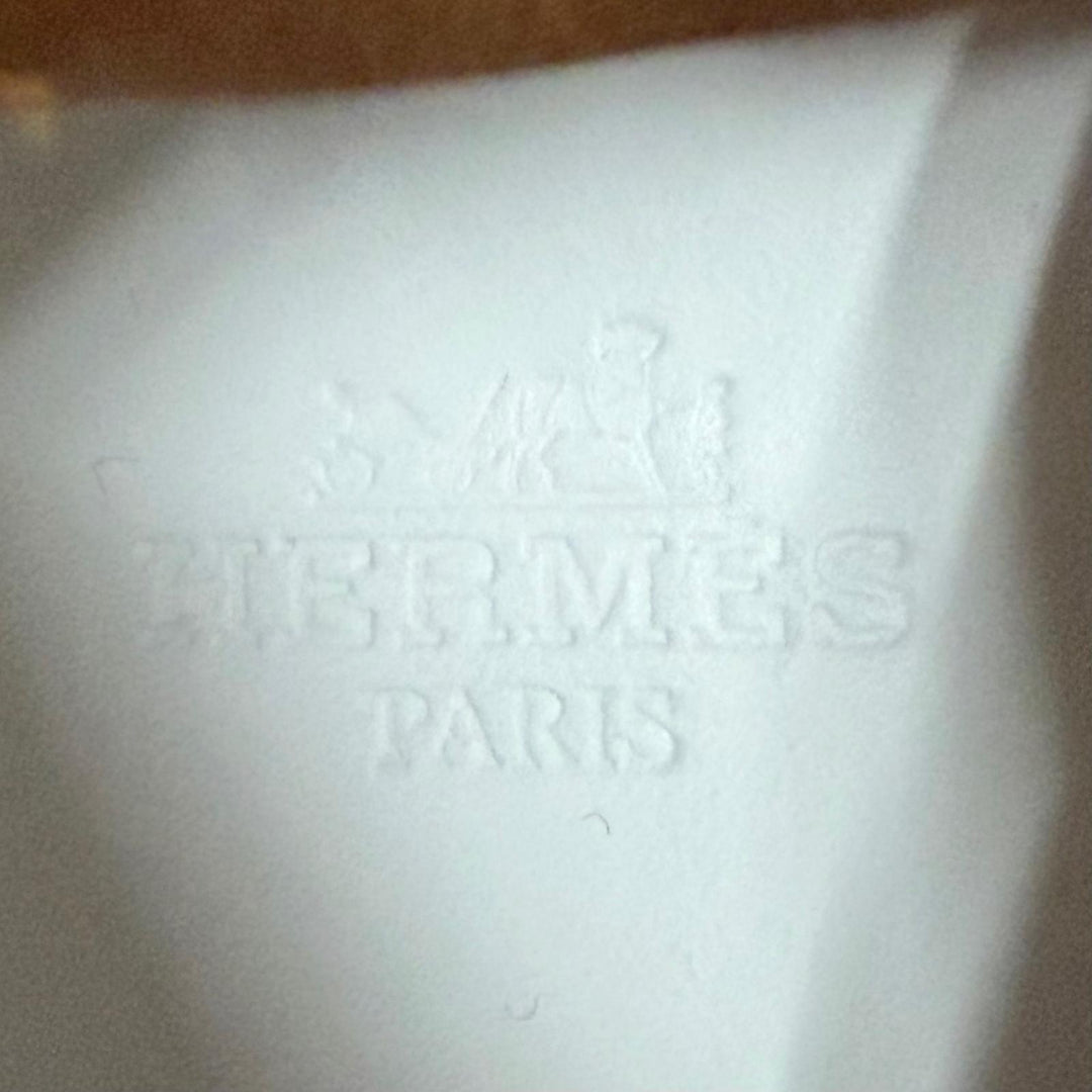 Great HERMES short boots fresh Leather logo patch lace-up white leather 36.5