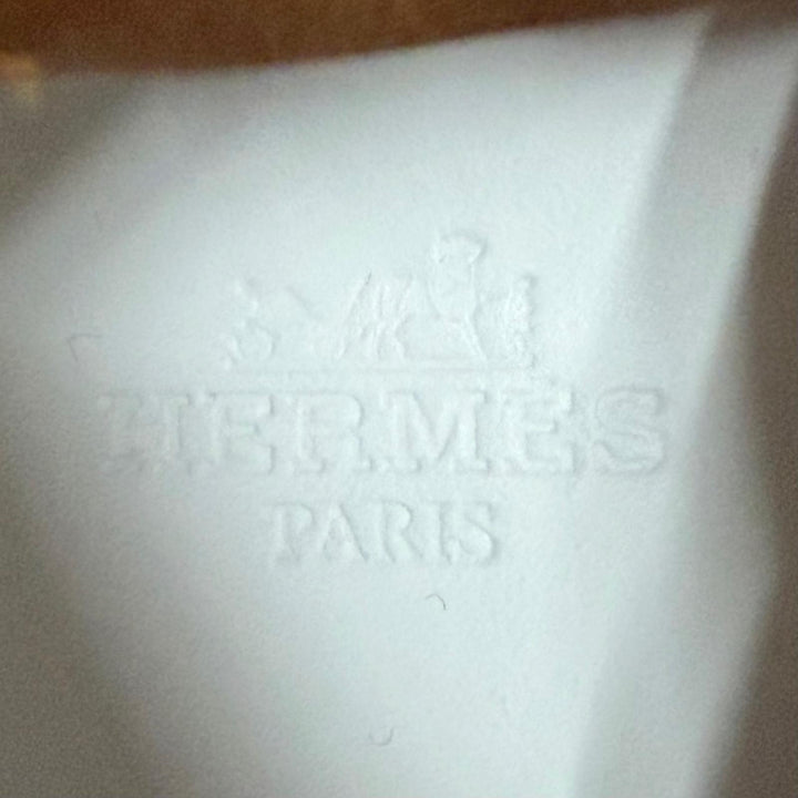 Great HERMES short boots fresh Leather logo patch lace-up white leather 36.5