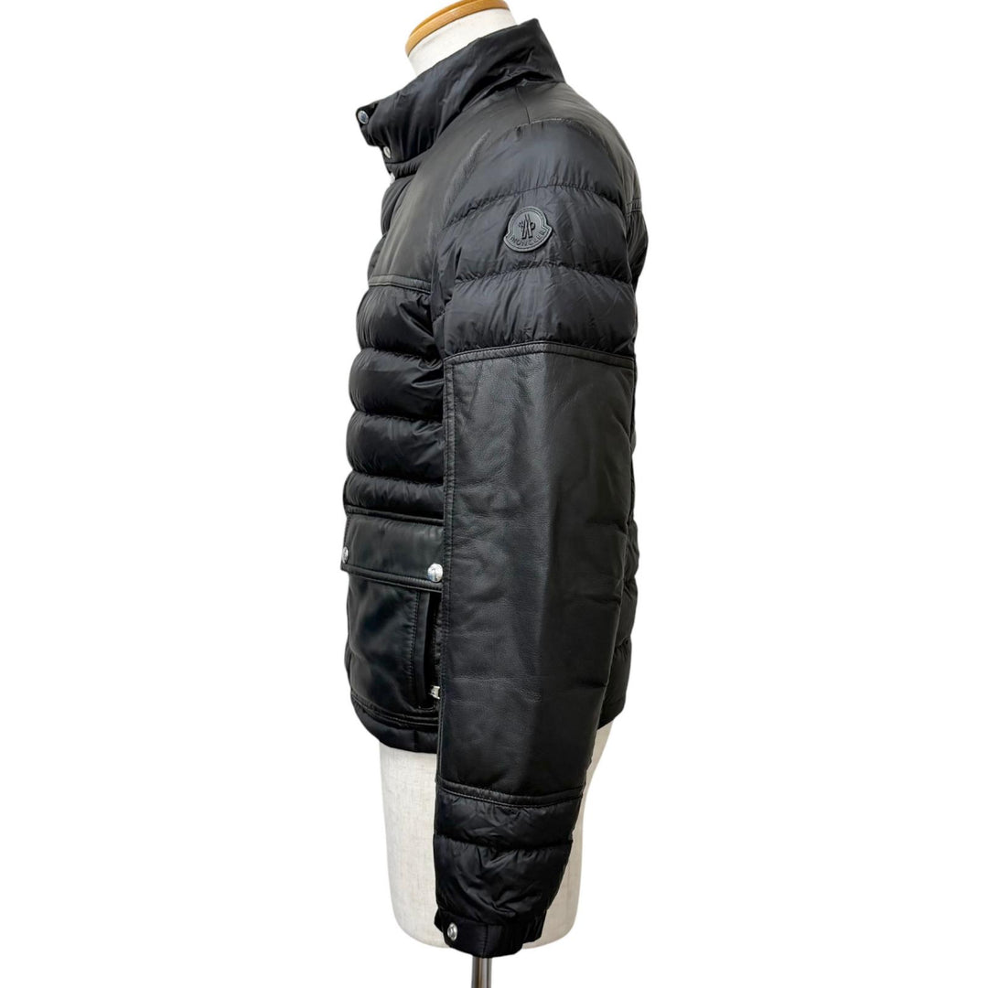 Great MONCLER Down jacket BOUTMY GIUBBOTTO Leather switching