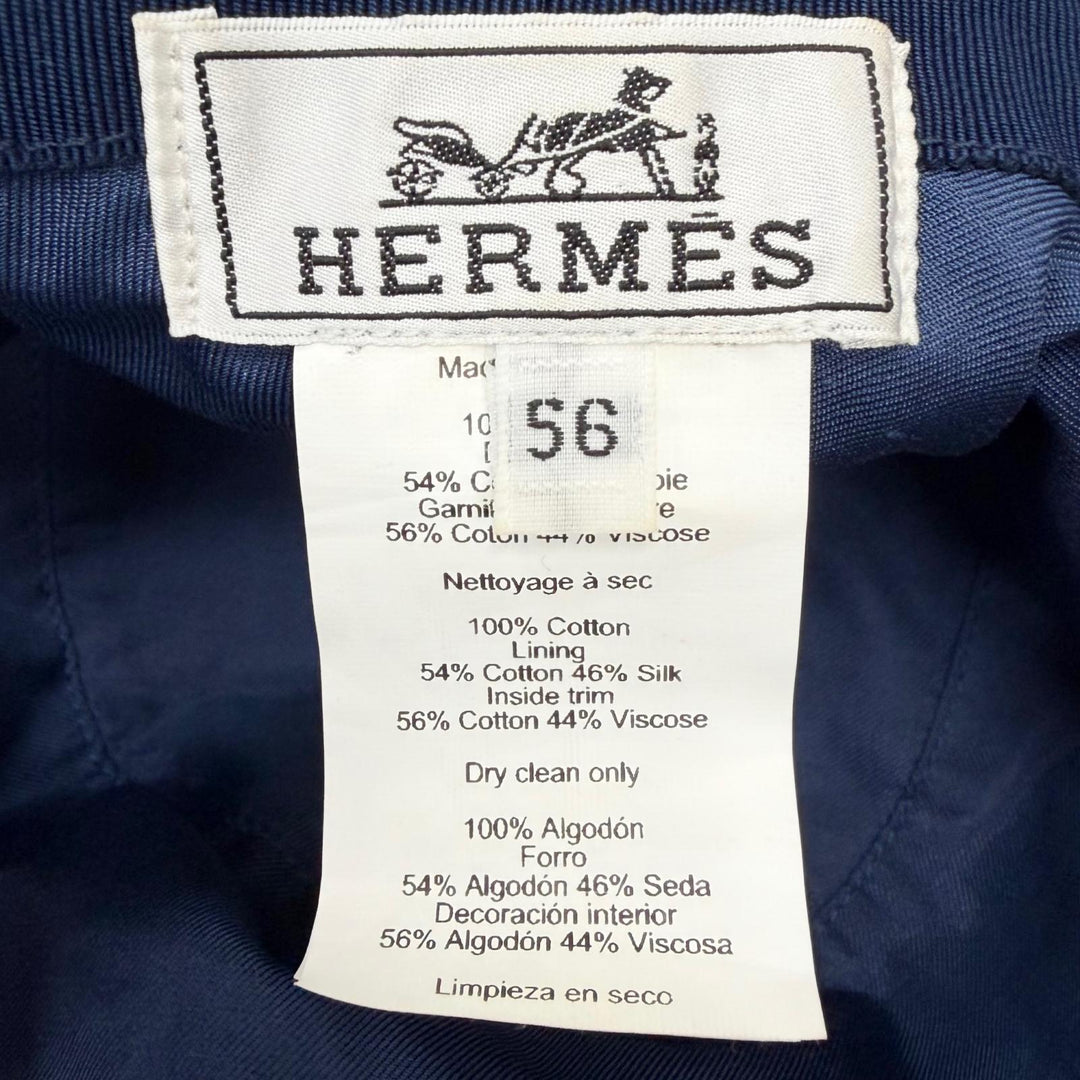 Great HERMES hat Harper Velvet Serie Button H Logo All-Over Print Bucket blue