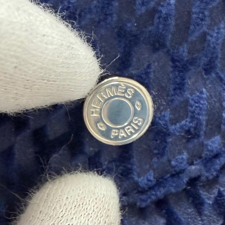 Great HERMES hat Harper Velvet Serie Button H Logo All-Over Print Bucket blue