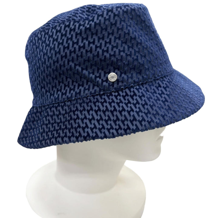 Great HERMES hat Harper Velvet Serie Button H Logo All-Over Print Bucket blue