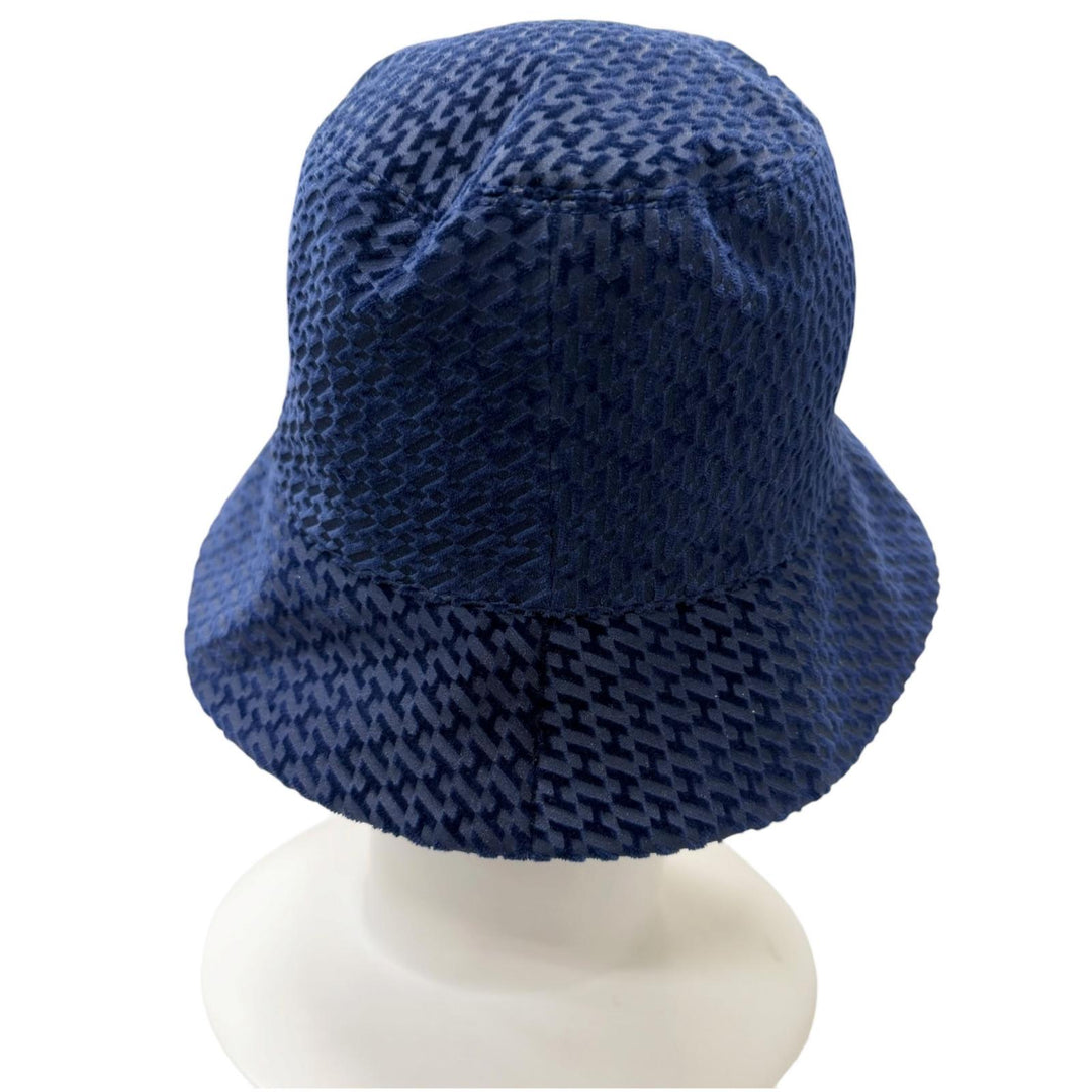 Great HERMES hat Harper Velvet Serie Button H Logo All-Over Print Bucket blue