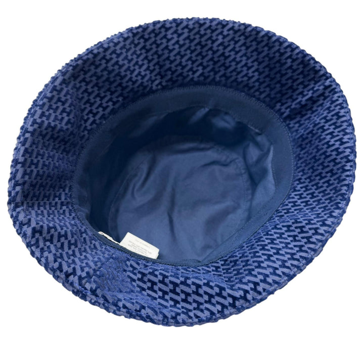 Great HERMES hat Harper Velvet Serie Button H Logo All-Over Print Bucket blue