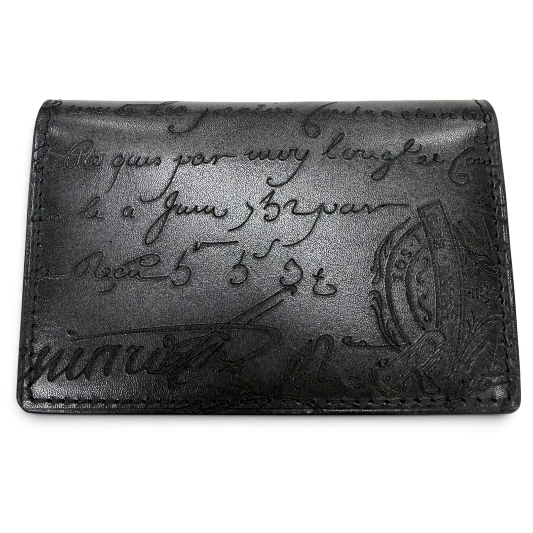 Great BERLUTI name card holder Imbuia Flap Card Holder Calligraphy Bifold Wallet