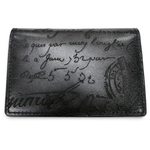 Great BERLUTI name card holder Imbuia Flap Card Holder Calligraphy Bifold Wallet