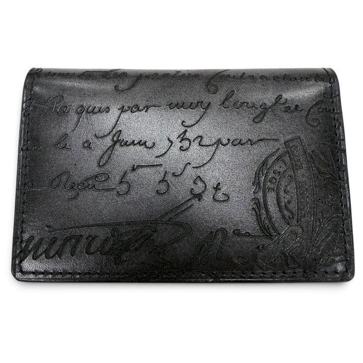 Great BERLUTI name card holder Imbuia Flap Card Holder Calligraphy Bifold Wallet