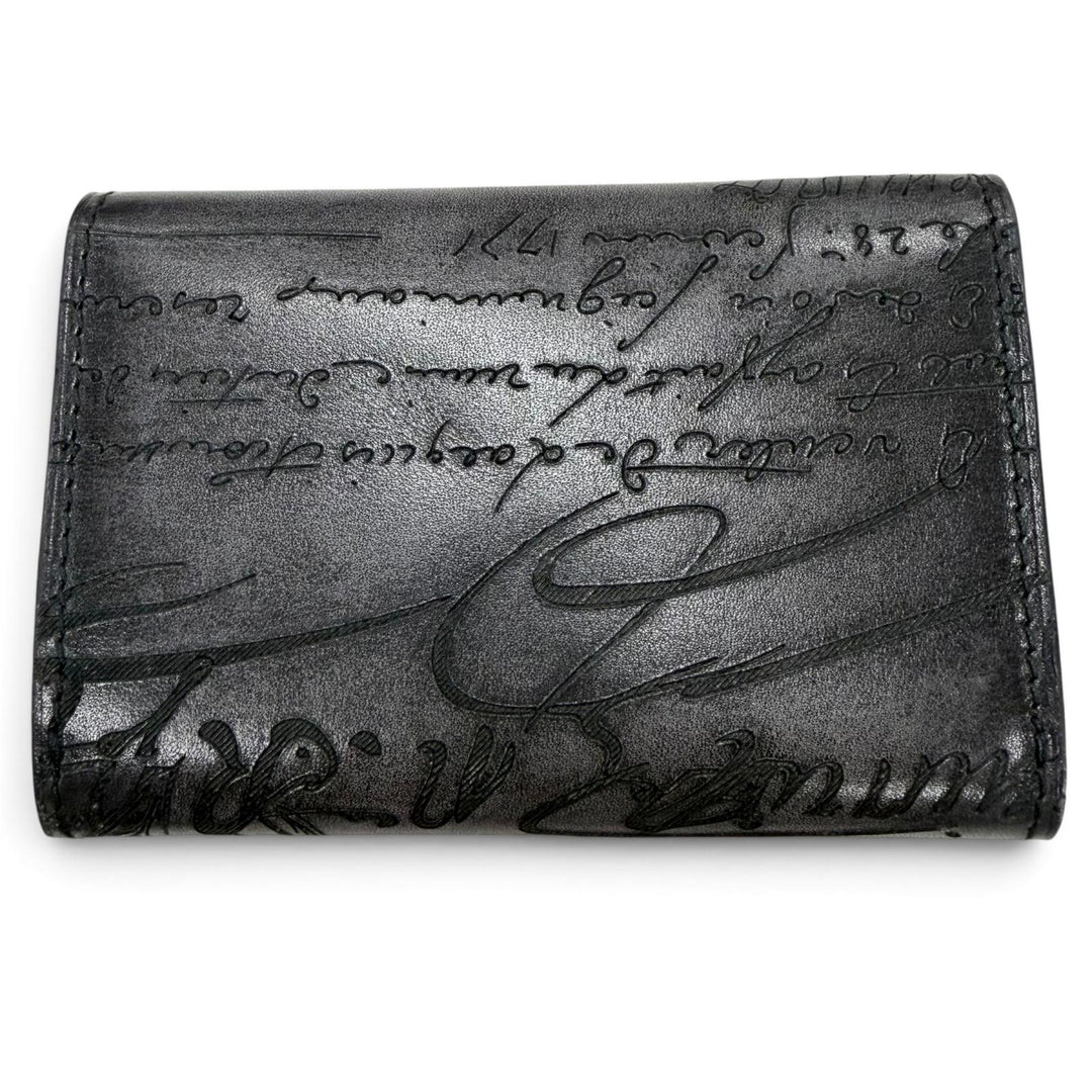 Great BERLUTI name card holder Imbuia Flap Card Holder Calligraphy Bifold Wallet