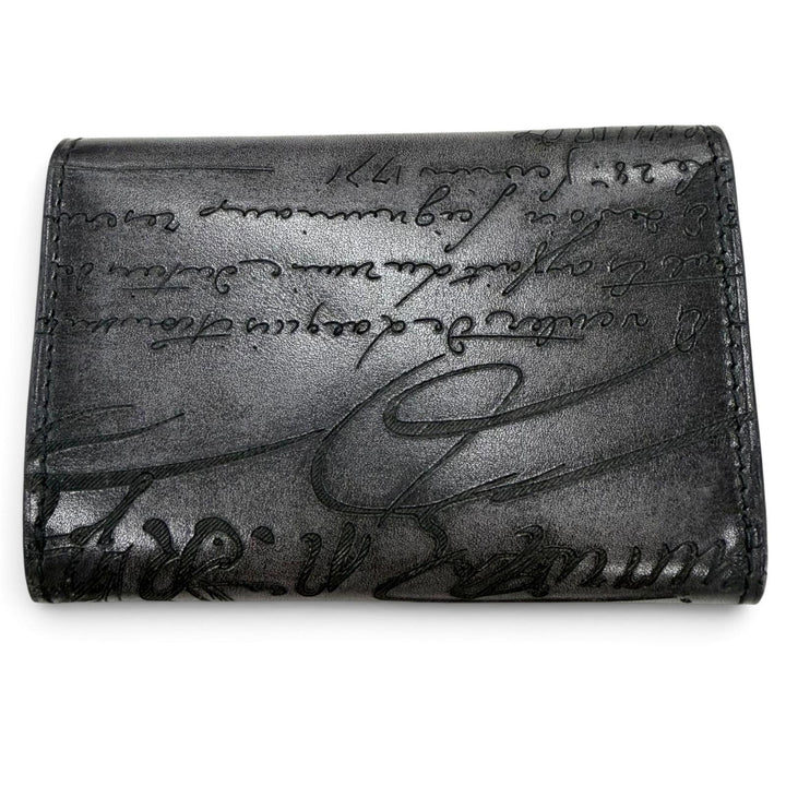 Great BERLUTI name card holder Imbuia Flap Card Holder Calligraphy Bifold Wallet