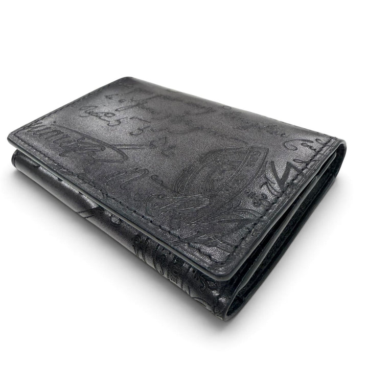 Great BERLUTI name card holder Imbuia Flap Card Holder Calligraphy Bifold Wallet