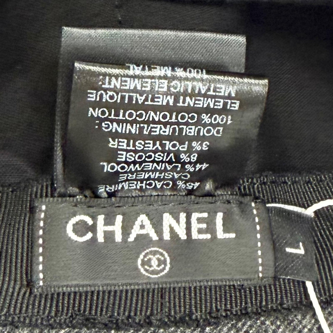 Pristine CHANEL COCO Mark Bucket Hat with Glittery Thread gray cashmere L 21B